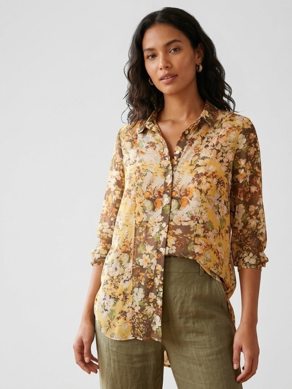 Hope Springs Sheer Cami Lined Bohemian Floral Patchwork Tunic- Size Small